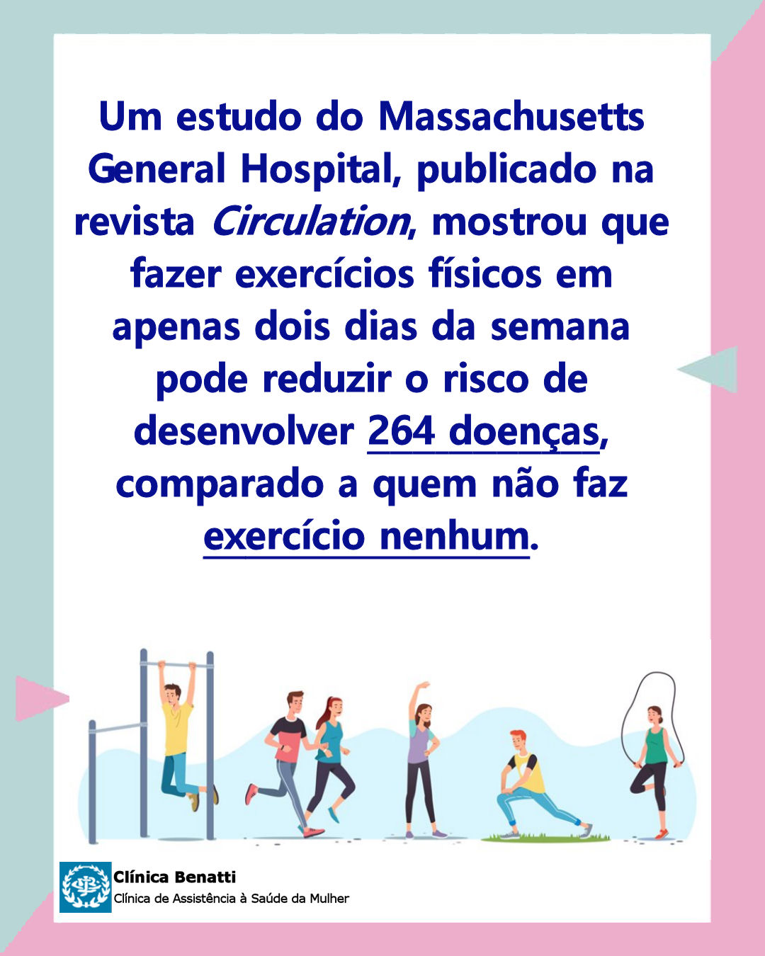 Você sabia que praticar exercícios 2 vezes por semana já ajuda a evitar 264 doenças?