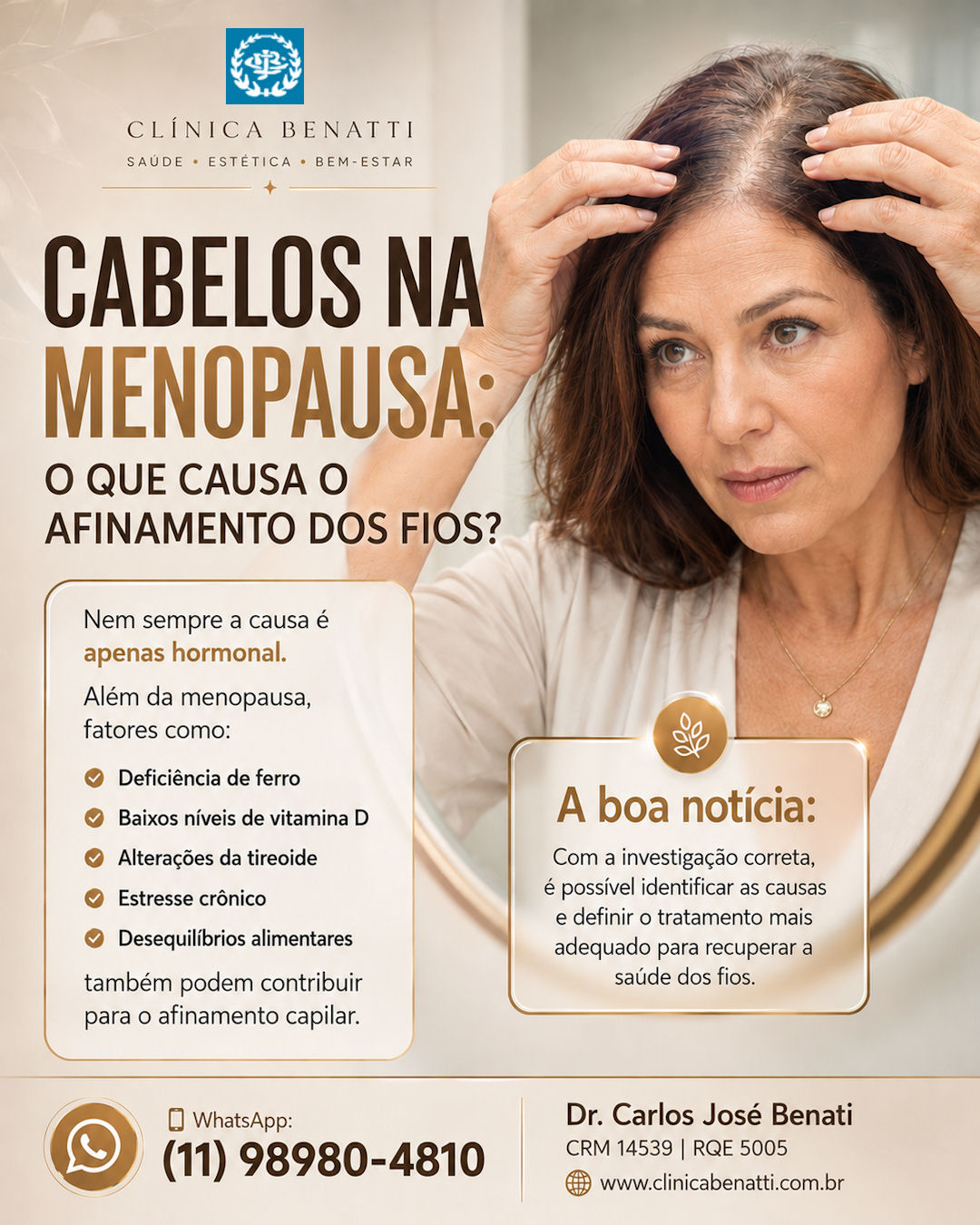 Afinamento dos cabelos durante a menopausa