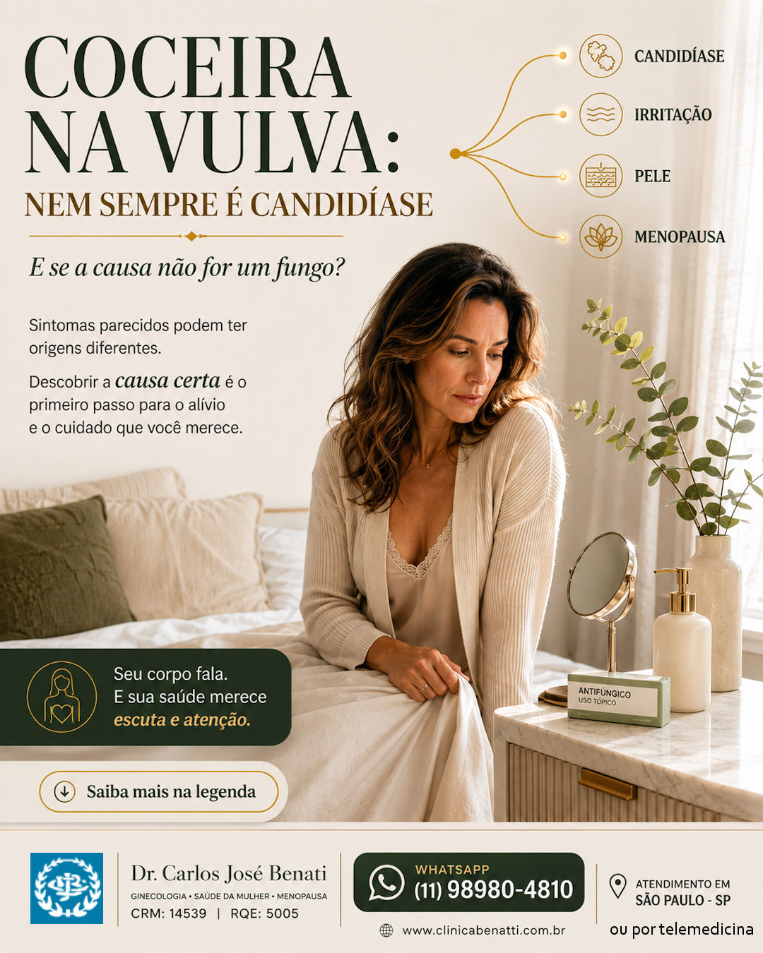 Coceira na vulva e possíveis causas além da candidíase