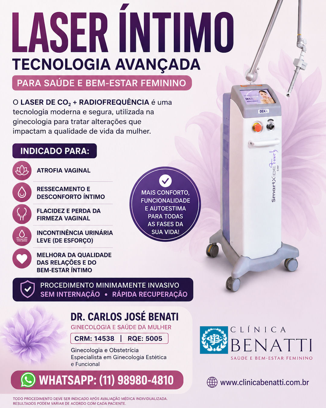 Laser Íntimo ginecológico e rejuvenescimento vaginal para qualidade de vida
