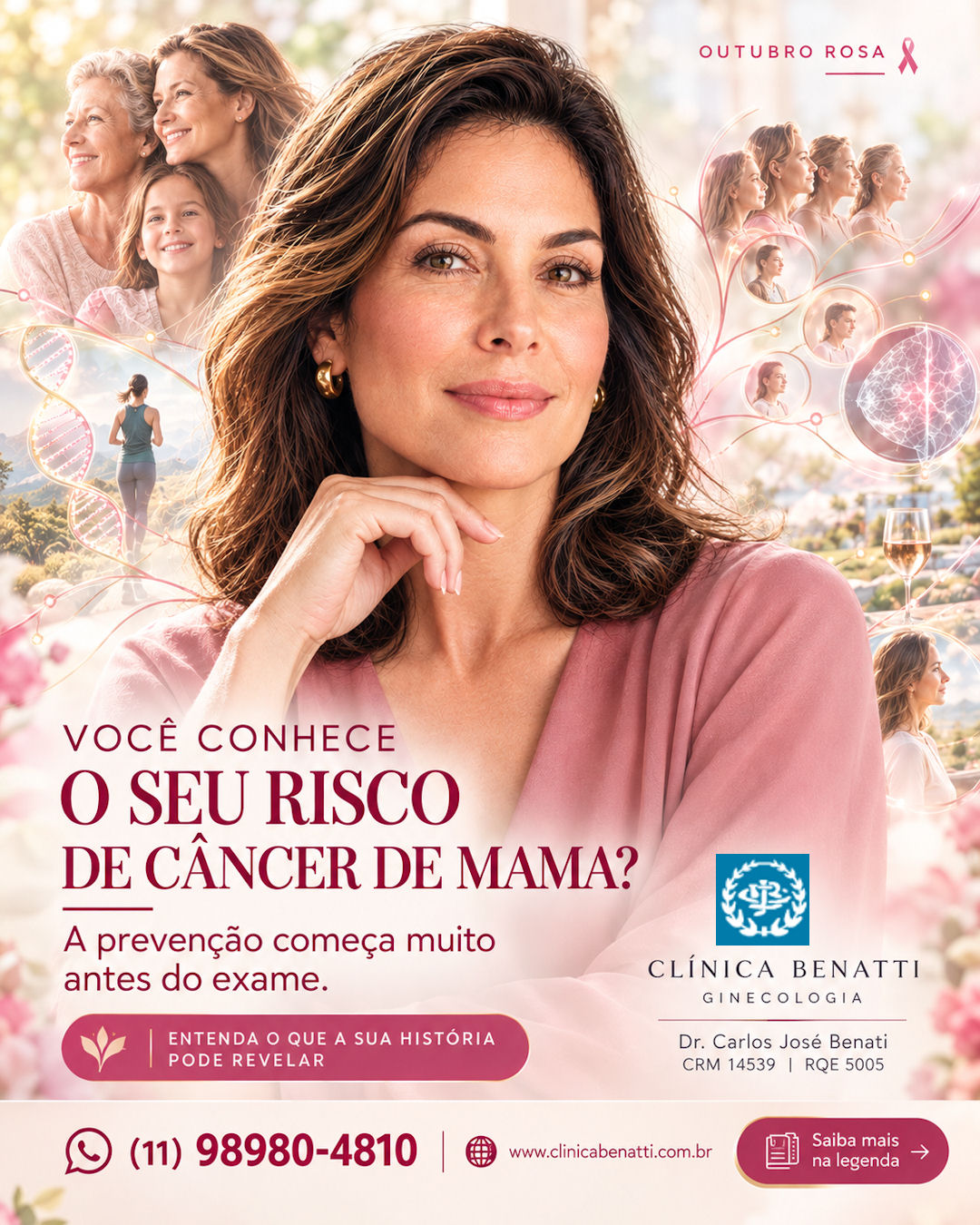 Conscientização sobre Outubro Rosa e prevenção do câncer de mama
