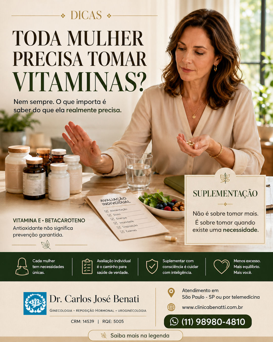 Vitaminas e suplementação na saúde da mulher