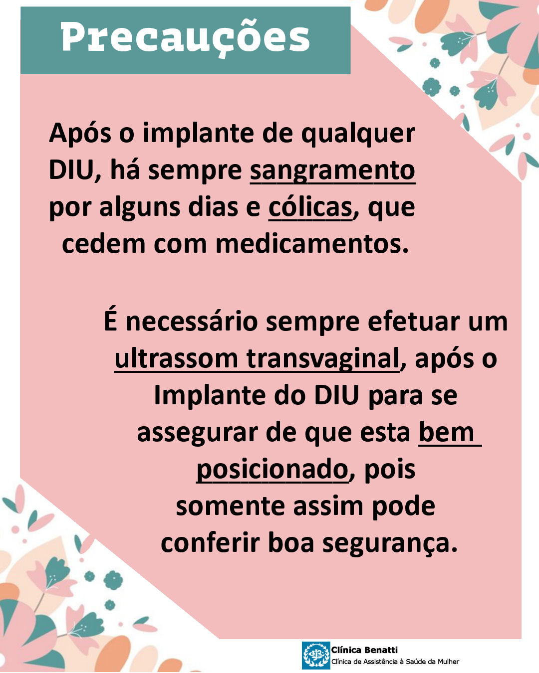 Precauções ao usar o DIU