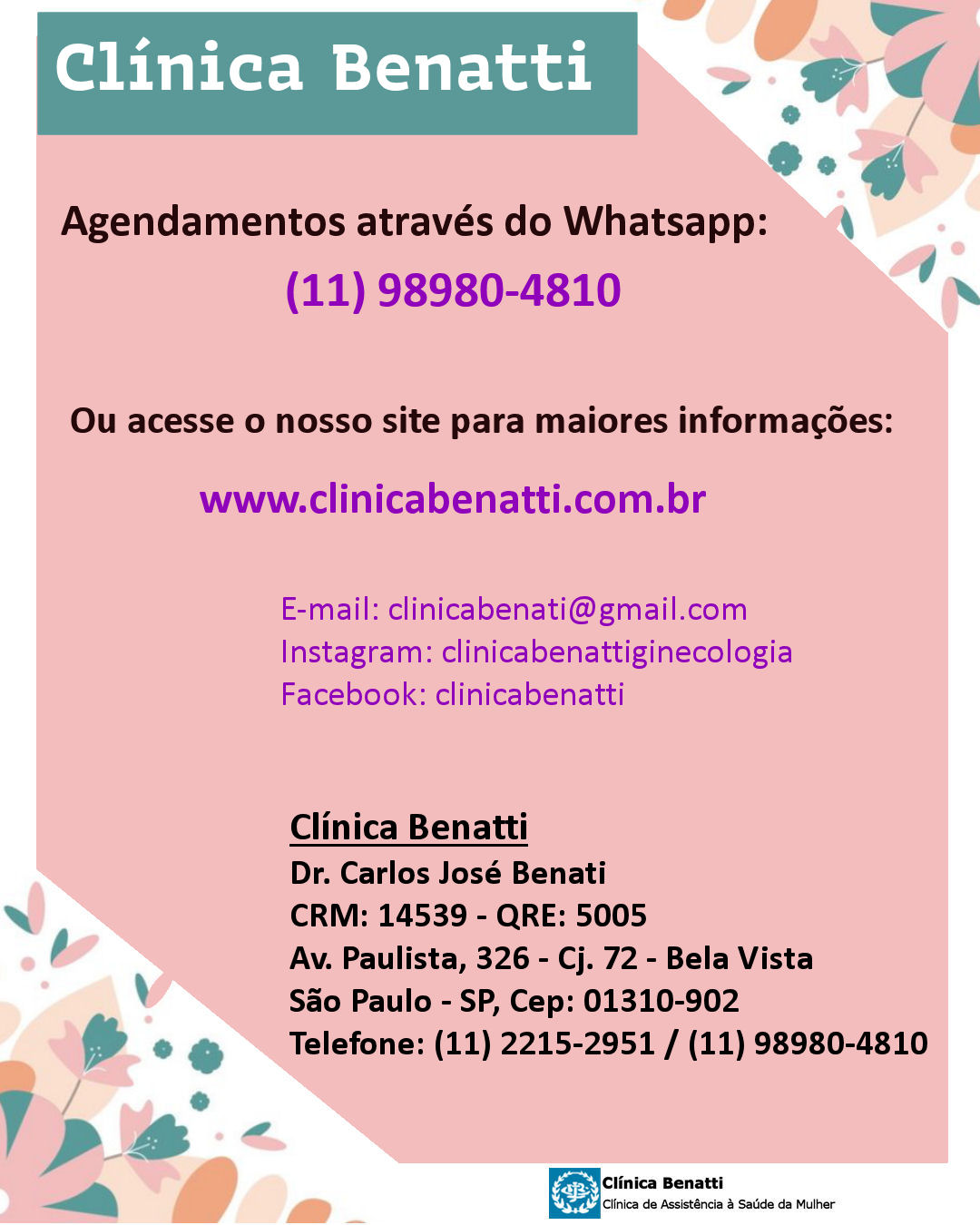 Clínica Benatti especialista em colocação do todos os tipos de DIU
